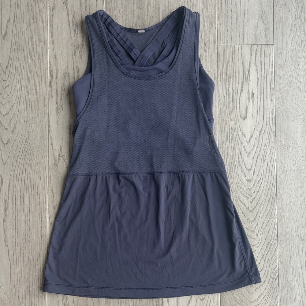 Lululemon Fast As Light 2-In-1 Tank Grey Purple Size 4 Luxtreme Light - Picture 5 of 14